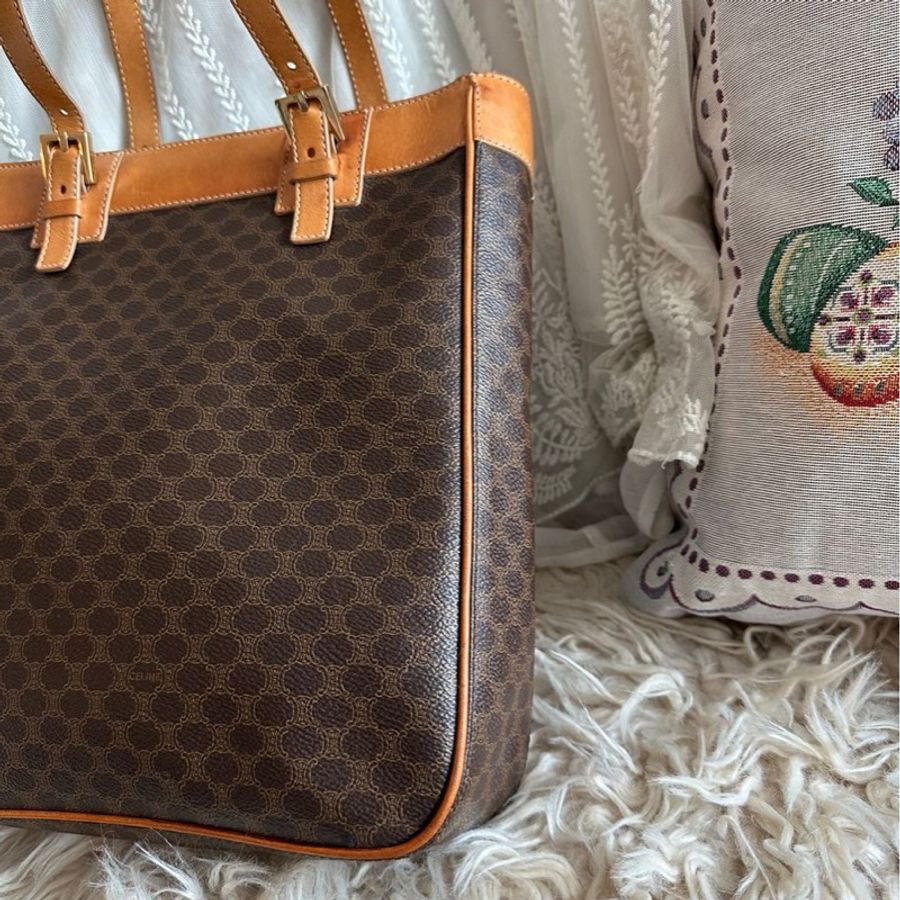 思琳  Celine Vintage Macadam 凱旋門老花直式托特包 琴譜包-12