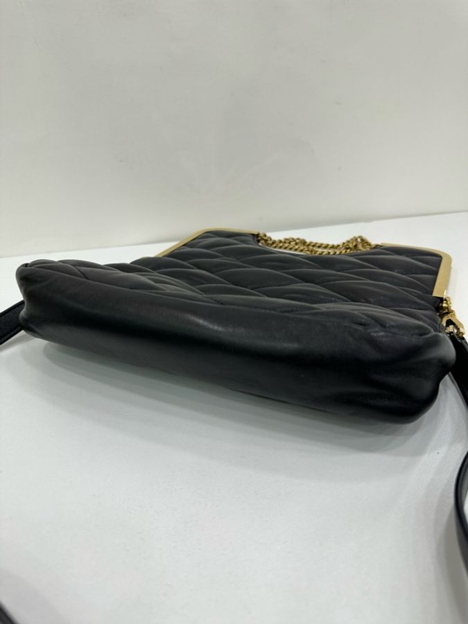 YSL聖羅蘭 黑色全皮Sade hobo手提單肩斜挎包 底長26cm-5