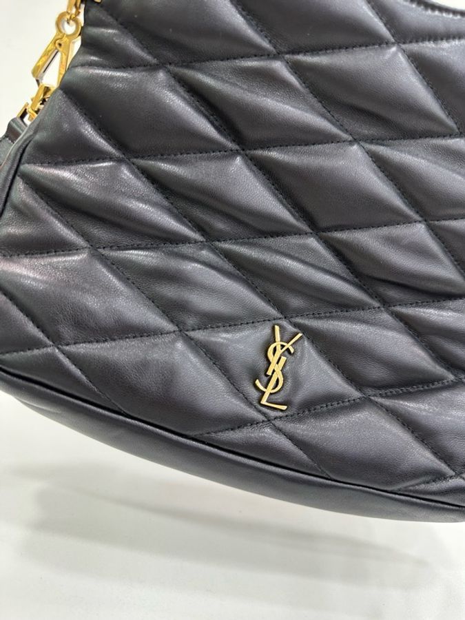 YSL聖羅蘭 黑色全皮Sade hobo手提單肩斜挎包 底長26cm-6