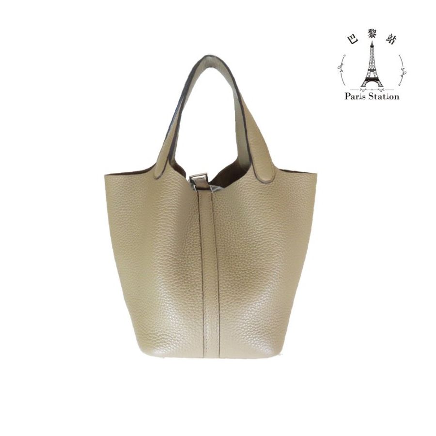 【巴黎站二手名牌專賣店】＊現貨＊HERMES 愛馬仕 真品＊W刻 PICOTIN 18 8Q馬爾法米銀釦 手提包 菜籃子-1