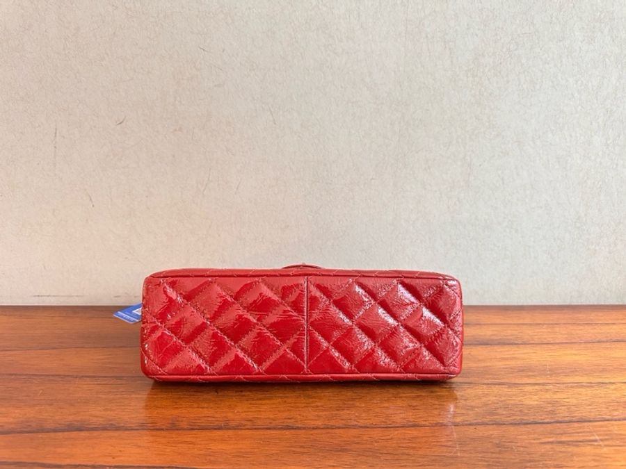 Chanel酒紅色漆皮銀扣2.55中號-3