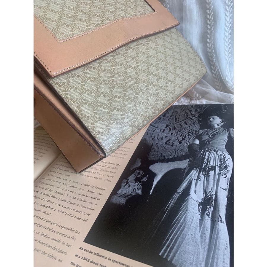 思琳 Celine 絕版 斜背包 賽琳 凱旋門 單肩包 斜挎包 經典Vintage 凱旋門老花 古董包 老花翻蓋肩背包 斜背包 金扣-10