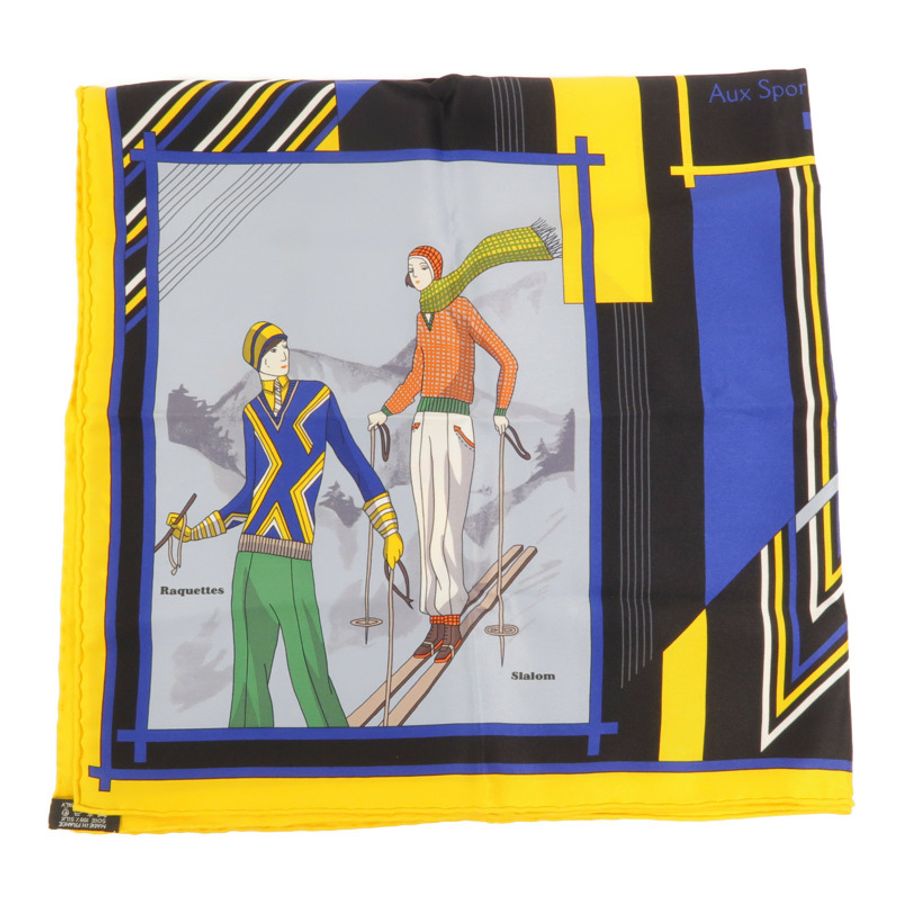 HERMES 絲質Aux Sports d'Hiver Scarf 70x70絲巾-2