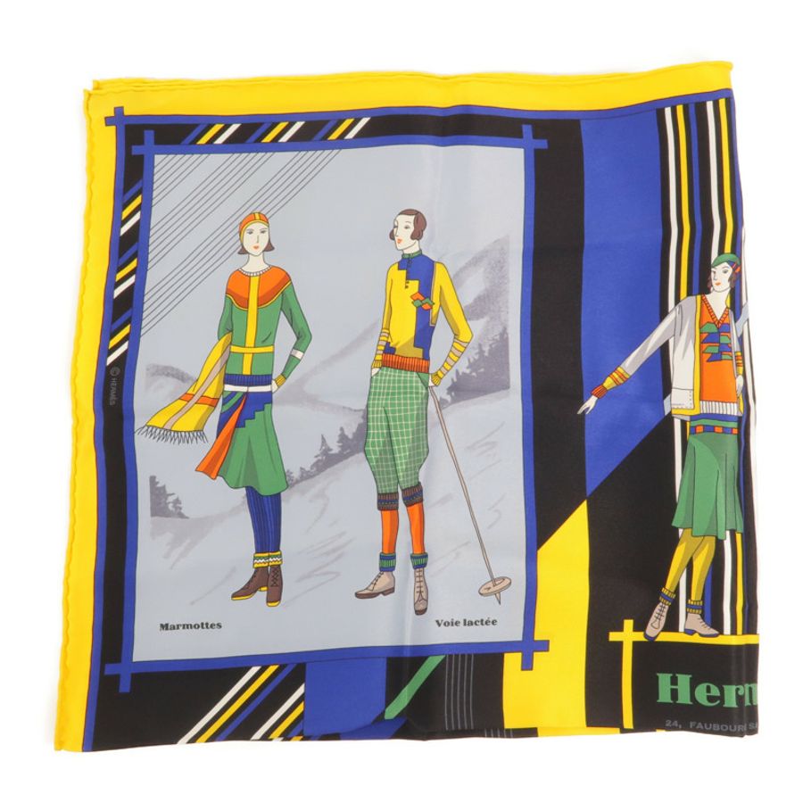 HERMES 絲質Aux Sports d'Hiver Scarf 70x70絲巾-3