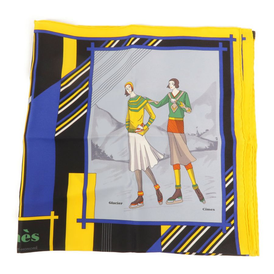 HERMES 絲質Aux Sports d'Hiver Scarf 70x70絲巾-4