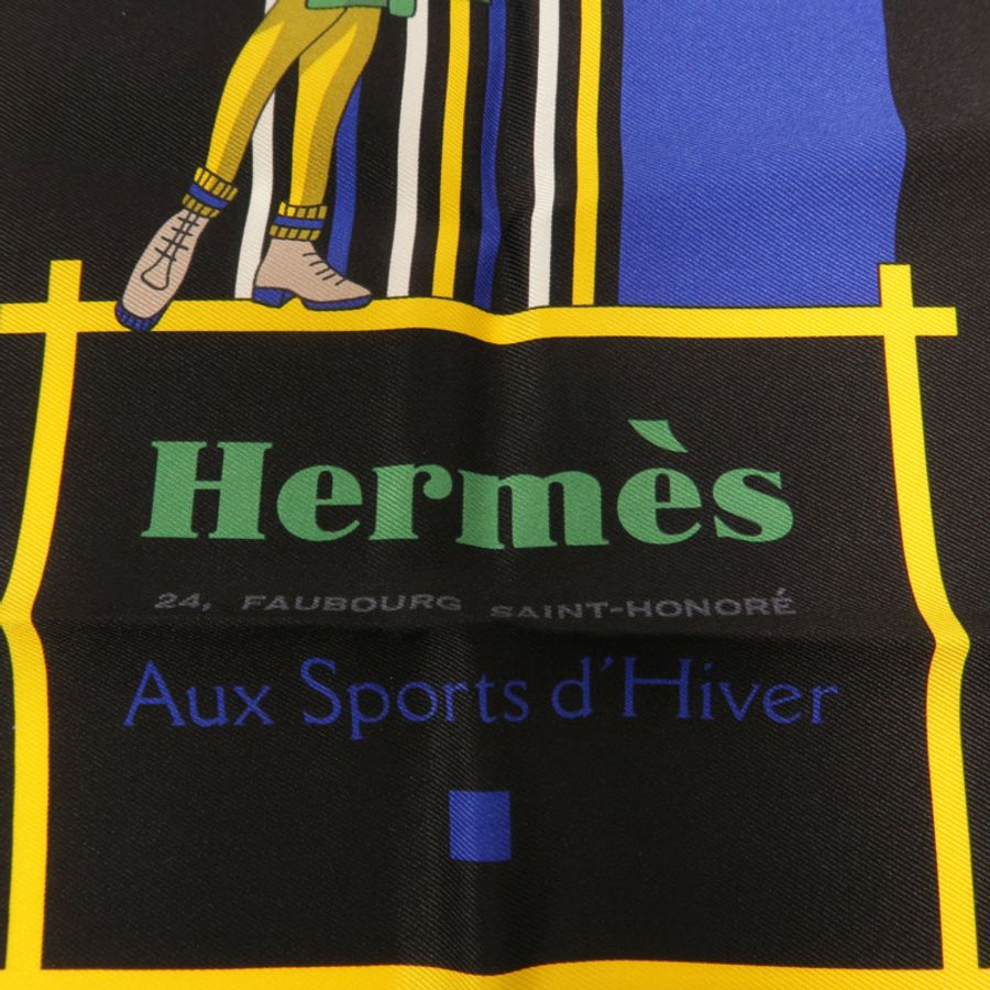 HERMES 絲質Aux Sports d'Hiver Scarf 70x70絲巾-7