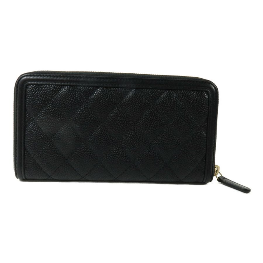 CHANEL 牛皮皮革CC Filigree Zipper Long Wallet長錢包-1