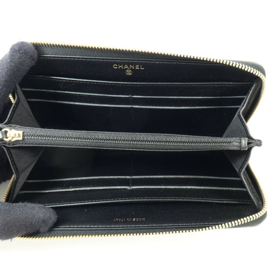 CHANEL 牛皮皮革CC Filigree Zipper Long Wallet長錢包-4