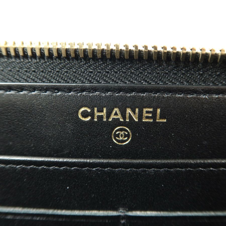 CHANEL 牛皮皮革CC Filigree Zipper Long Wallet長錢包-5