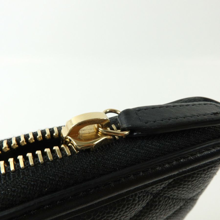 CHANEL 牛皮皮革CC Filigree Zipper Long Wallet長錢包-10