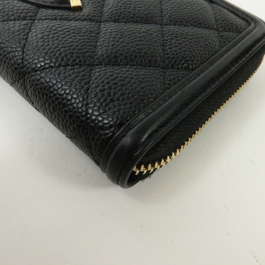 CHANEL 牛皮皮革CC Filigree Zipper Long Wallet長錢包-13