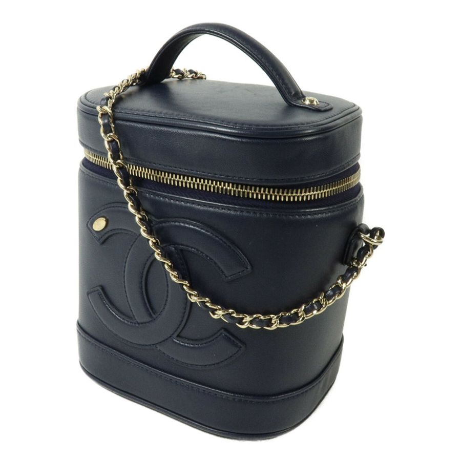 CHANEL 牛皮皮革Vanity Case鏈帶手挽肩背兩用袋-1