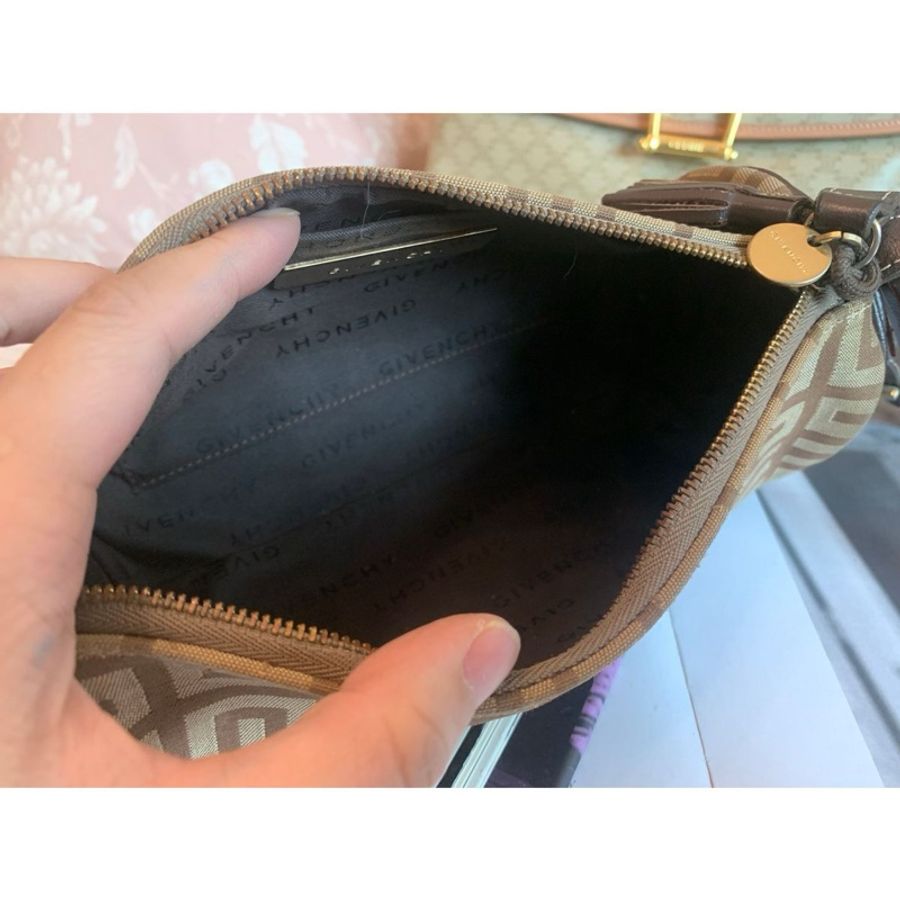 紀梵希 Givenchy 絕版古董 日本中古 老花圓筒包 滾筒包 筆筒包 腋下包 側背包-16
