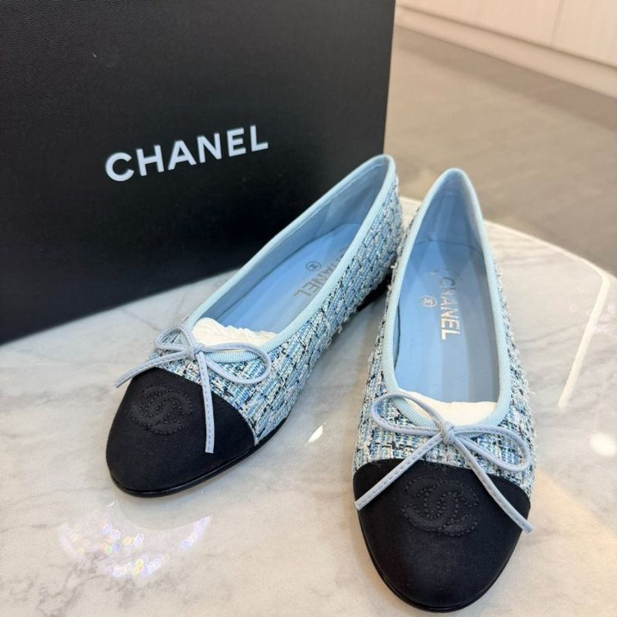 *SHIHNA名牌精品* CHANEL 藍黑拼接芭蕾舞鞋 (38碼)-0