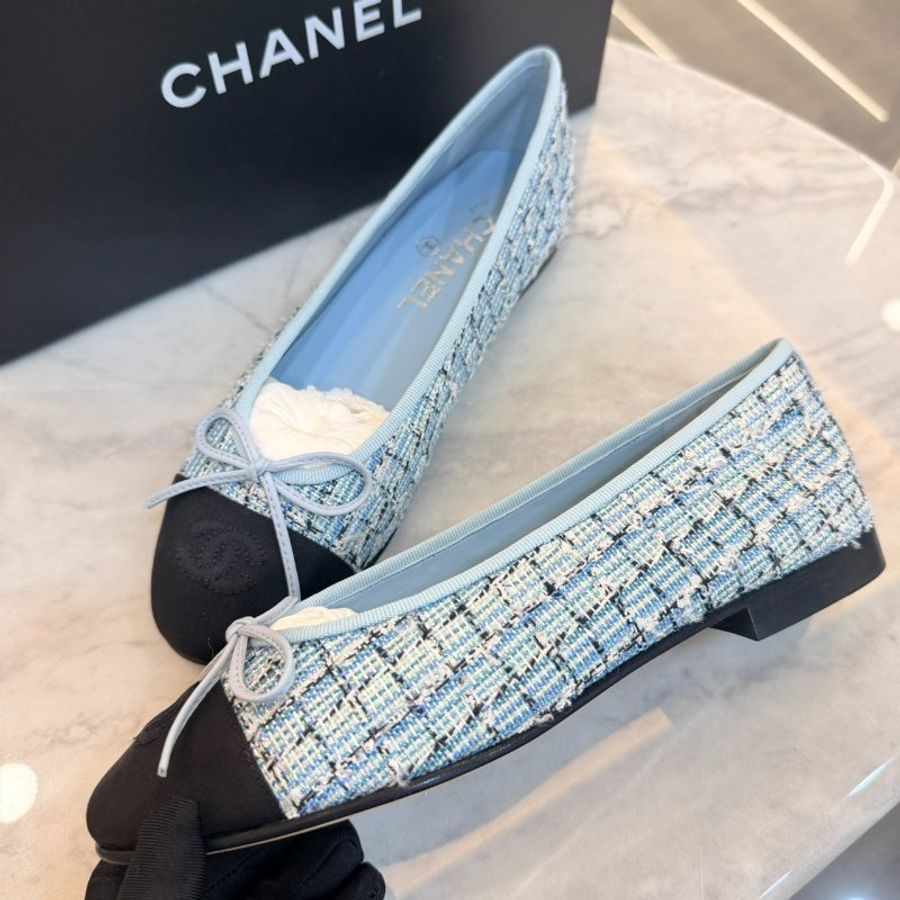 *SHIHNA名牌精品* CHANEL 藍黑拼接芭蕾舞鞋 (38碼)-1