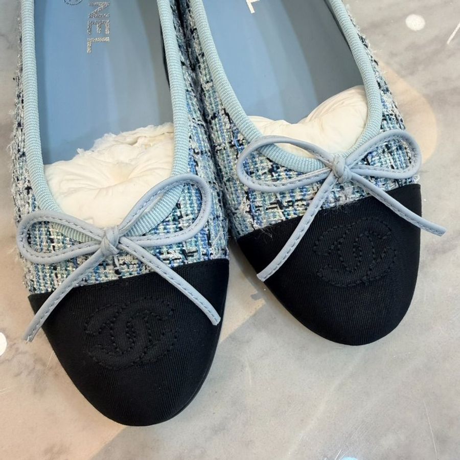 *SHIHNA名牌精品* CHANEL 藍黑拼接芭蕾舞鞋 (38碼)-3