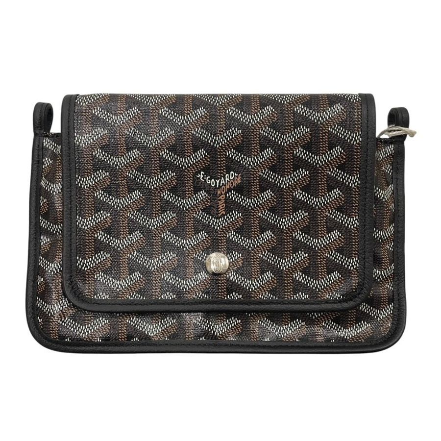 GOYARD 高雅德 PLUMET POCKET WALLET 信封斜背包 PVC帆布 黑色 銀釦-1