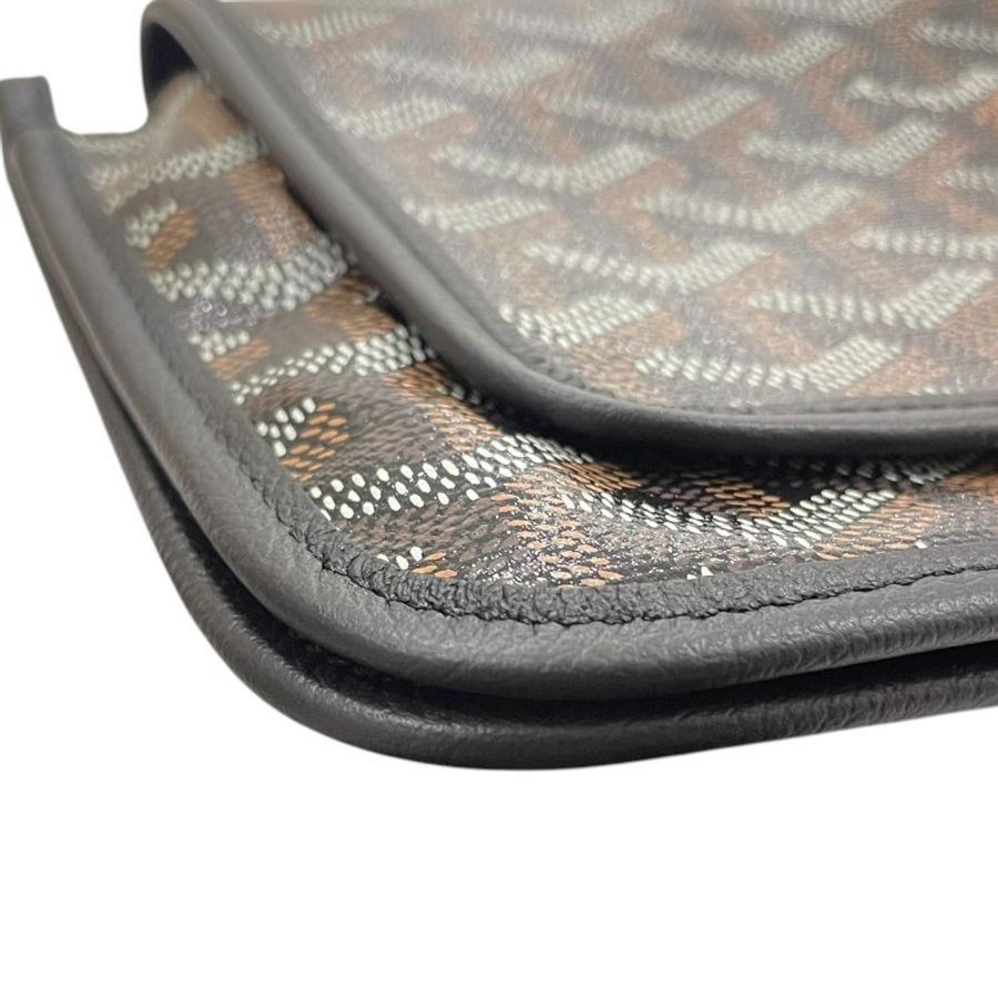 GOYARD 高雅德 PLUMET POCKET WALLET 信封斜背包 PVC帆布 黑色 銀釦-6