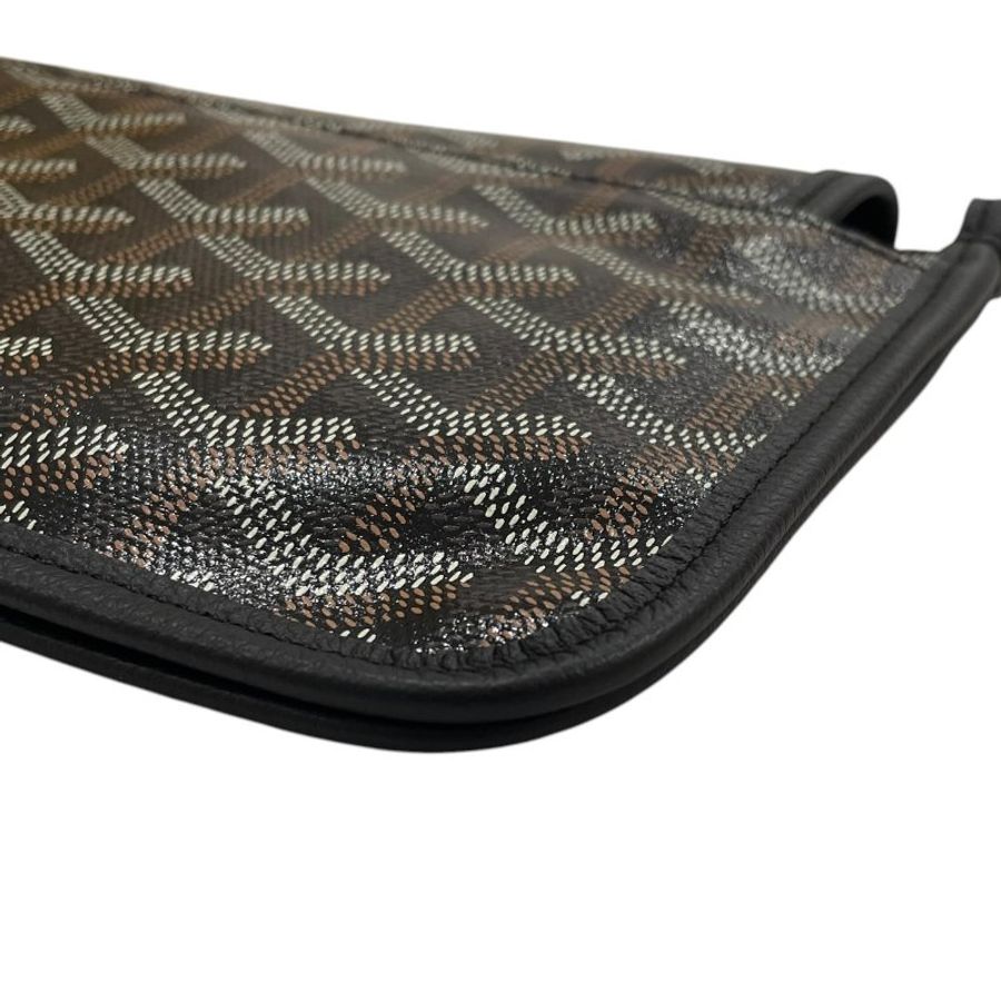 GOYARD 高雅德 PLUMET POCKET WALLET 信封斜背包 PVC帆布 黑色 銀釦-9