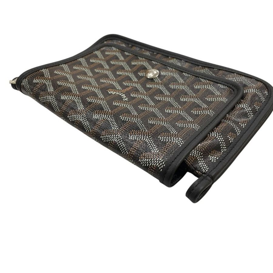 GOYARD 高雅德 PLUMET POCKET WALLET 信封斜背包 PVC帆布 黑色 銀釦-10