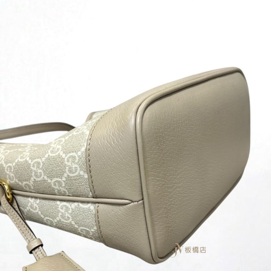 JY0406-GUCCI Ophidia GG米灰滾邊牛皮綠紅織帶肩背包 781402-6