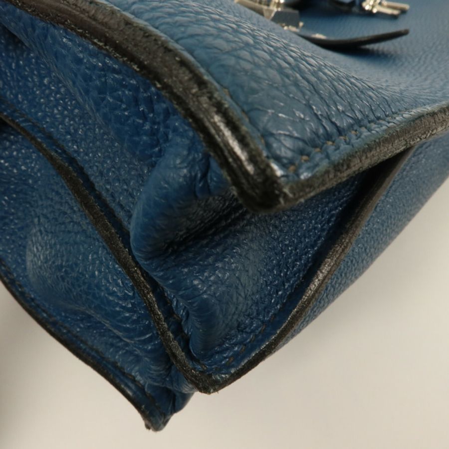 HERMES Togo皮革Sac A Depeches 38手挽袋Bleu Izmir-11