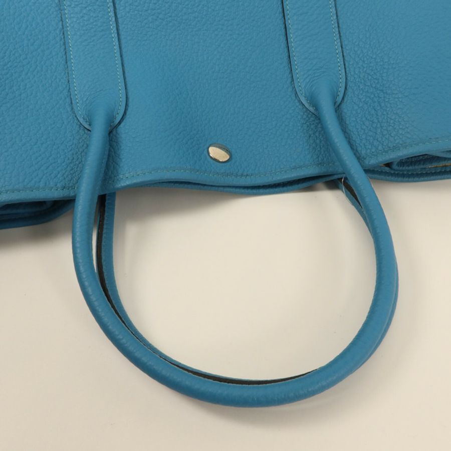 HERMES Negonda皮革Garden Party TPM手挽袋Turquoise-6