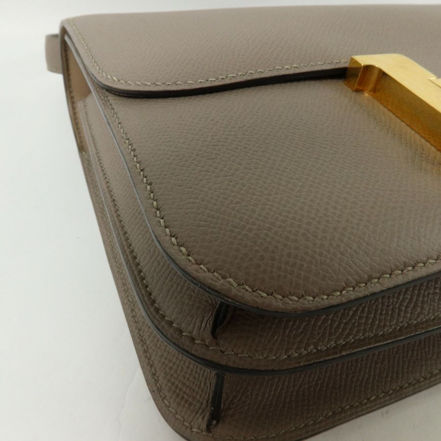 HERMES Epsom皮革Constance 24肩背袋Gris Asphalte-10