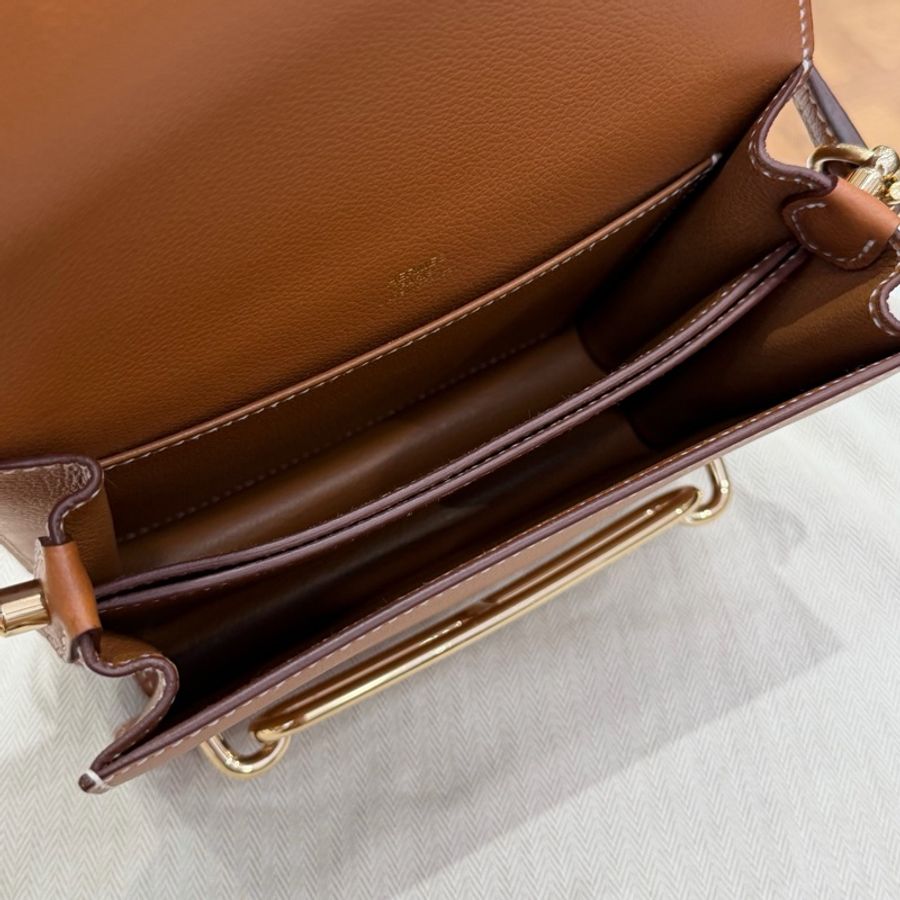 🌈Hermes🧡金棕金扣🧡98新🌈Evercolor皮🌟miniroulis🌟roulis19🌟roulis🌟豬鼻子🌟愛馬仕🌟-2