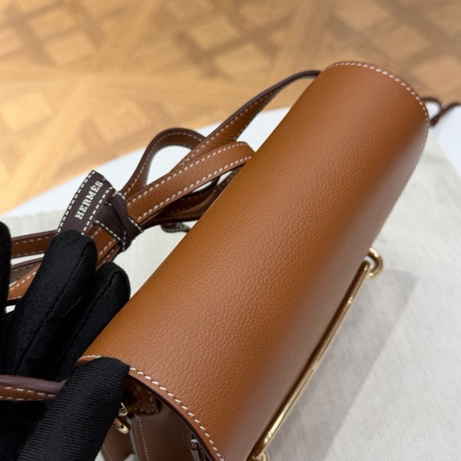 🌈Hermes🧡金棕金扣🧡98新🌈Evercolor皮🌟miniroulis🌟roulis19🌟roulis🌟豬鼻子🌟愛馬仕🌟-6