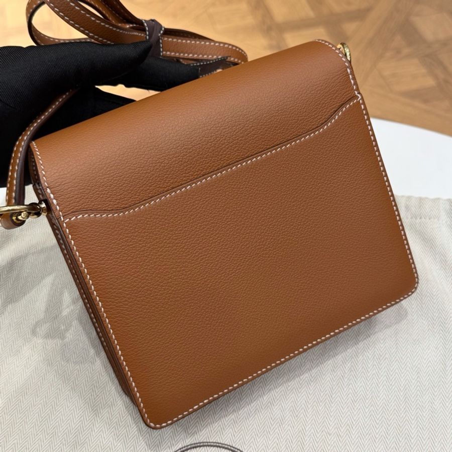 🌈Hermes🧡金棕金扣🧡98新🌈Evercolor皮🌟miniroulis🌟roulis19🌟roulis🌟豬鼻子🌟愛馬仕🌟-9