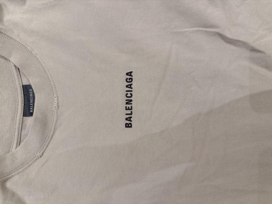 二手精品自賣❤️Balenciaga巴黎世家奶茶色做舊款字母刺繡長T.66公分S號-6