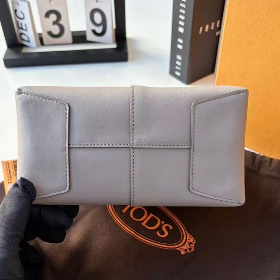 TOD's  T CASE真皮手提包托特包邮差包女包迷你款 肖战代言 24年秀款新色 深灰色-9