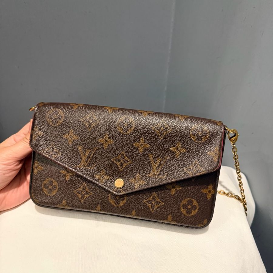 Louis Vuitton LV 經典老花 金鏈 信封包 斜背包-2