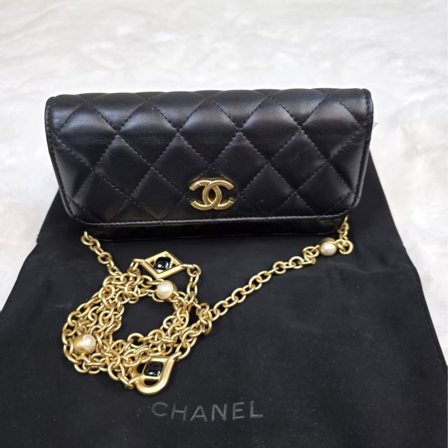 CHANEL香奈兒 珍珠鏈條長款WOC 17×7×4cm-0