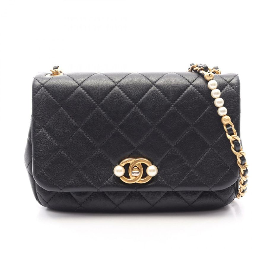 香奈兒 (CHANEL) 絎縫鏈條斜背包 AS3000 黑色皮革 二手 GHW CC-0