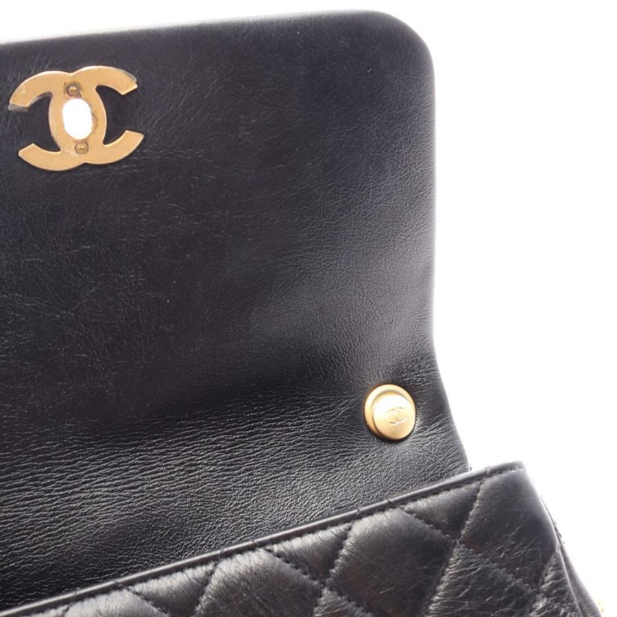 香奈兒 (CHANEL) 絎縫鏈條斜背包 AS3000 黑色皮革 二手 GHW CC-8