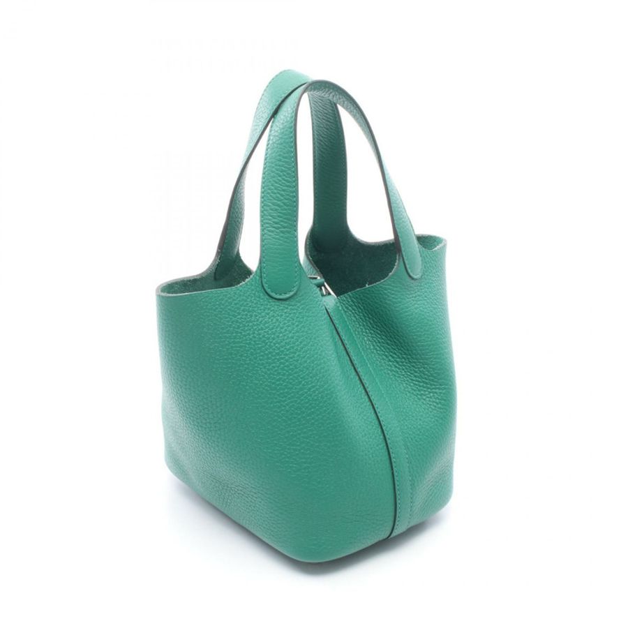 HERMES Picotin Lock 小號托特包 手提包 W Taurillon Clemence Vert vertigo 二手 SHW-1