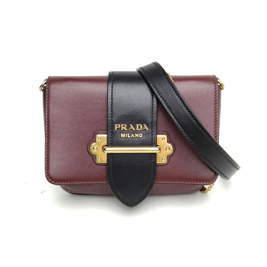 PRADA 拼色牛皮Cahier腰包鏈條包肩背包-0