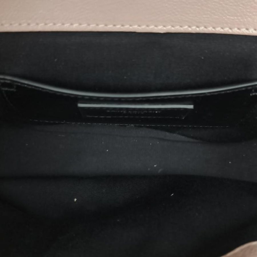 SAINT LAURENT Envelope絎縫紋理信封包中號奶茶色銀扣肩背包-5