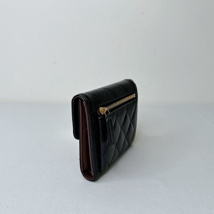 CHANEL 荔枝牛金扣三折短夾-5