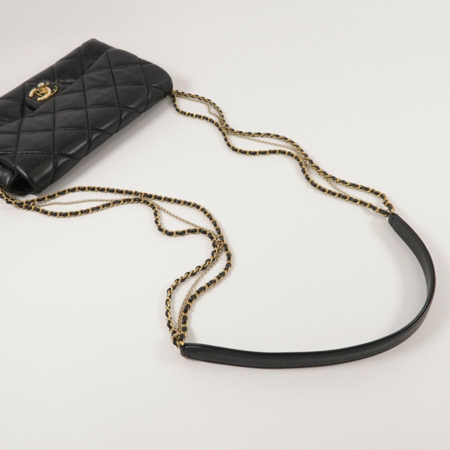 CHANEL 羊皮皮革Flap Bag鏈帶肩背袋-11
