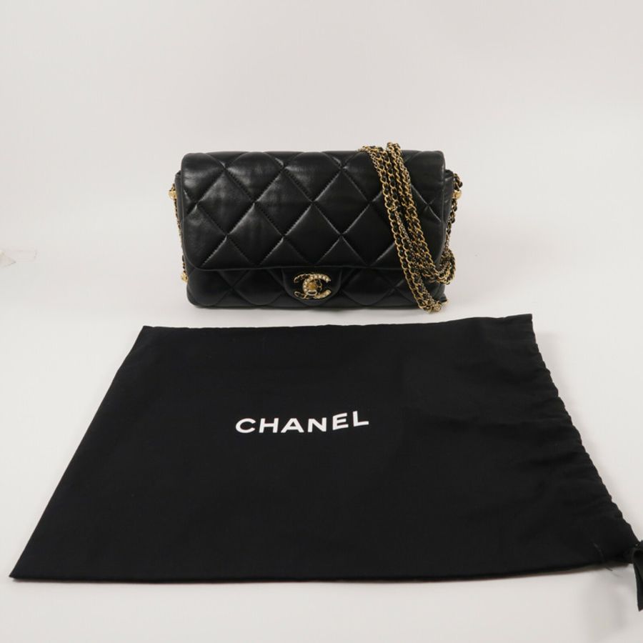 CHANEL 羊皮皮革Flap Bag鏈帶肩背袋-16
