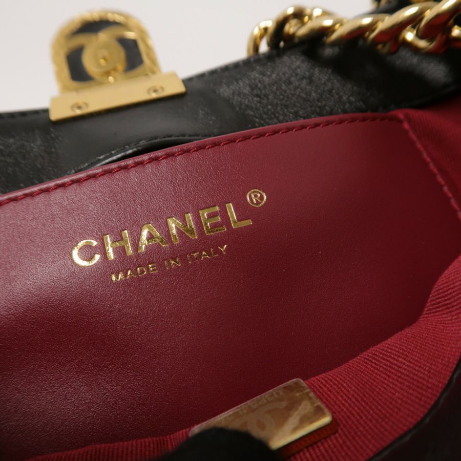 CHANEL 羊皮皮革Chain Shoulder手挽肩背兩用袋-7