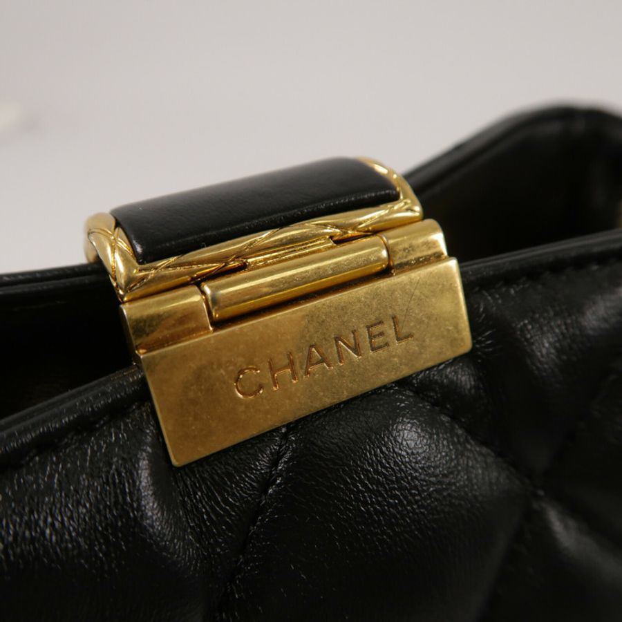 CHANEL 羊皮皮革Chain Shoulder手挽肩背兩用袋-9