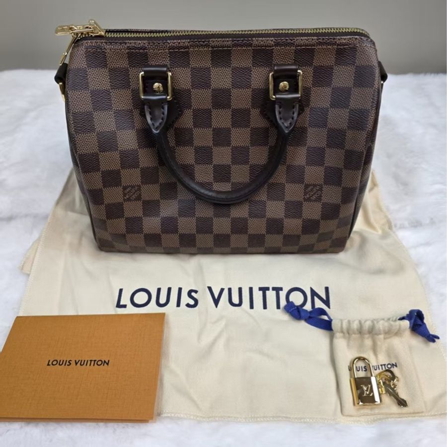 LOUIS VUITTON路易威登 Speedy25棕格棋盤紋款 25×19×15cm-0