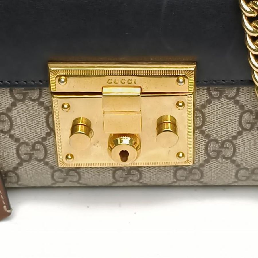 GUCCI Padlock鎖頭包盒子包小號老花PVC金扣肩背包-4