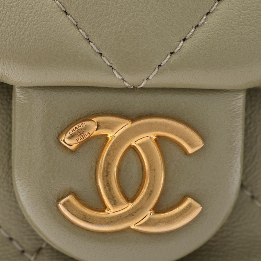 抹茶綠 菱格紋 羊皮 Matelasse Hobo Cargo 肩背包【CHANEL 香奈兒】 AS5339-6