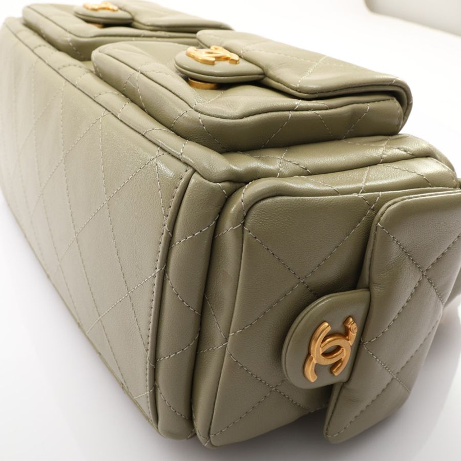 抹茶綠 菱格紋 羊皮 Matelasse Hobo Cargo 肩背包【CHANEL 香奈兒】 AS5339-9