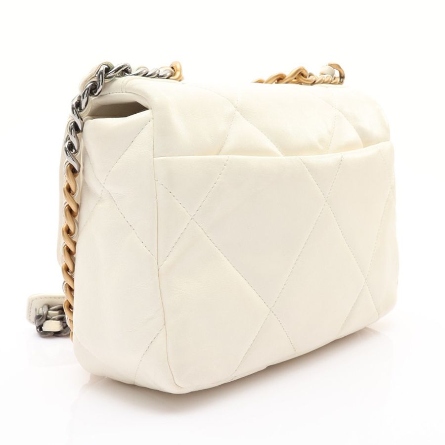 白色 羊皮 CHANEL 19口蓋包 兩用包【CHANEL 香奈兒】 AS1160-1